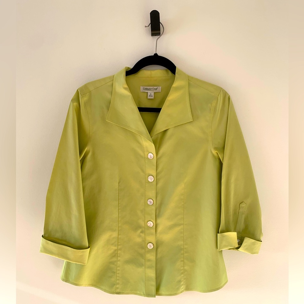 Coldwater Creek Women's Lime Green Button-Up Lime Green Size M